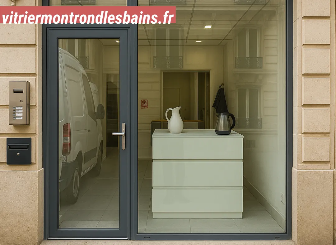 Façade vitrine de magasin en aluminium sur mesure à Montrond-les-Bains